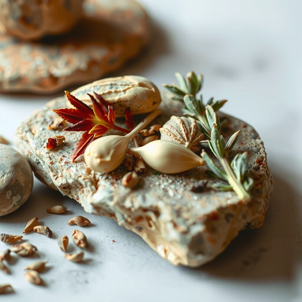 Botanische Rohstoffe auf Stein